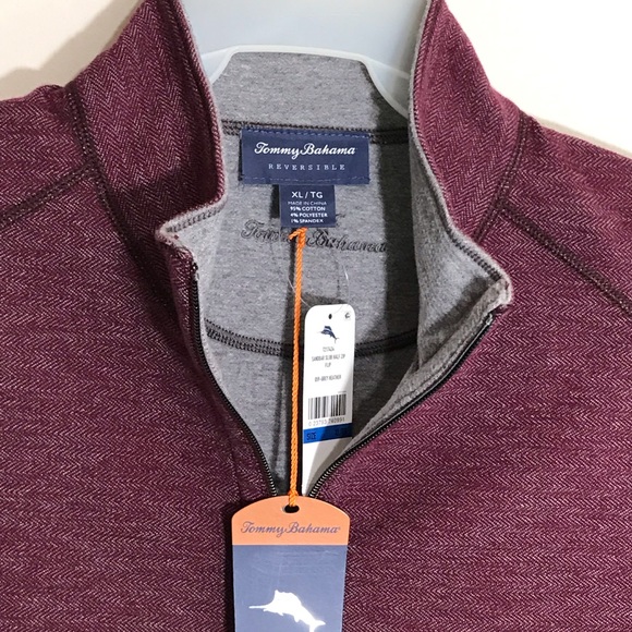 ‼️SOLD‼️ TOMMY BAHAMA Men’s Maroon Gray Pullover - Picture 2 of 8